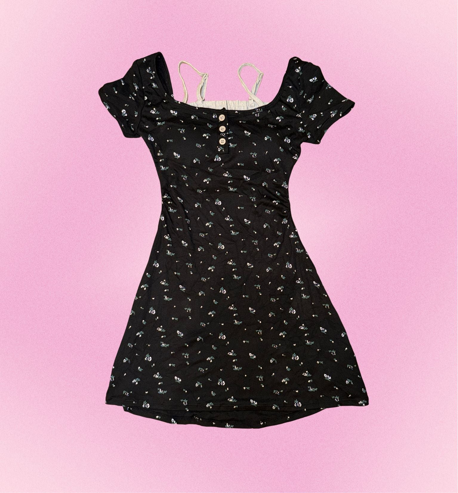 Parisian Floral Button-Front Mini Dress