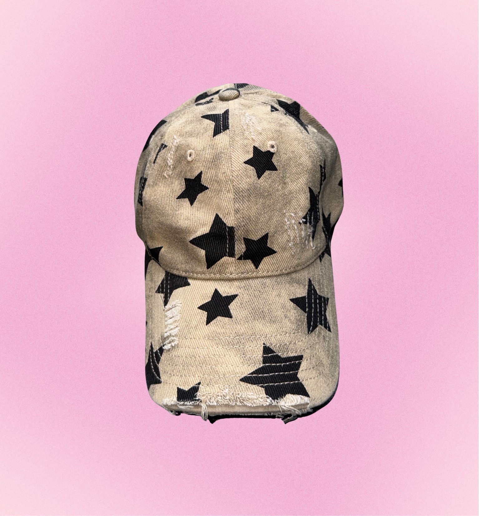 Star Pattern Distressed Washed Cap