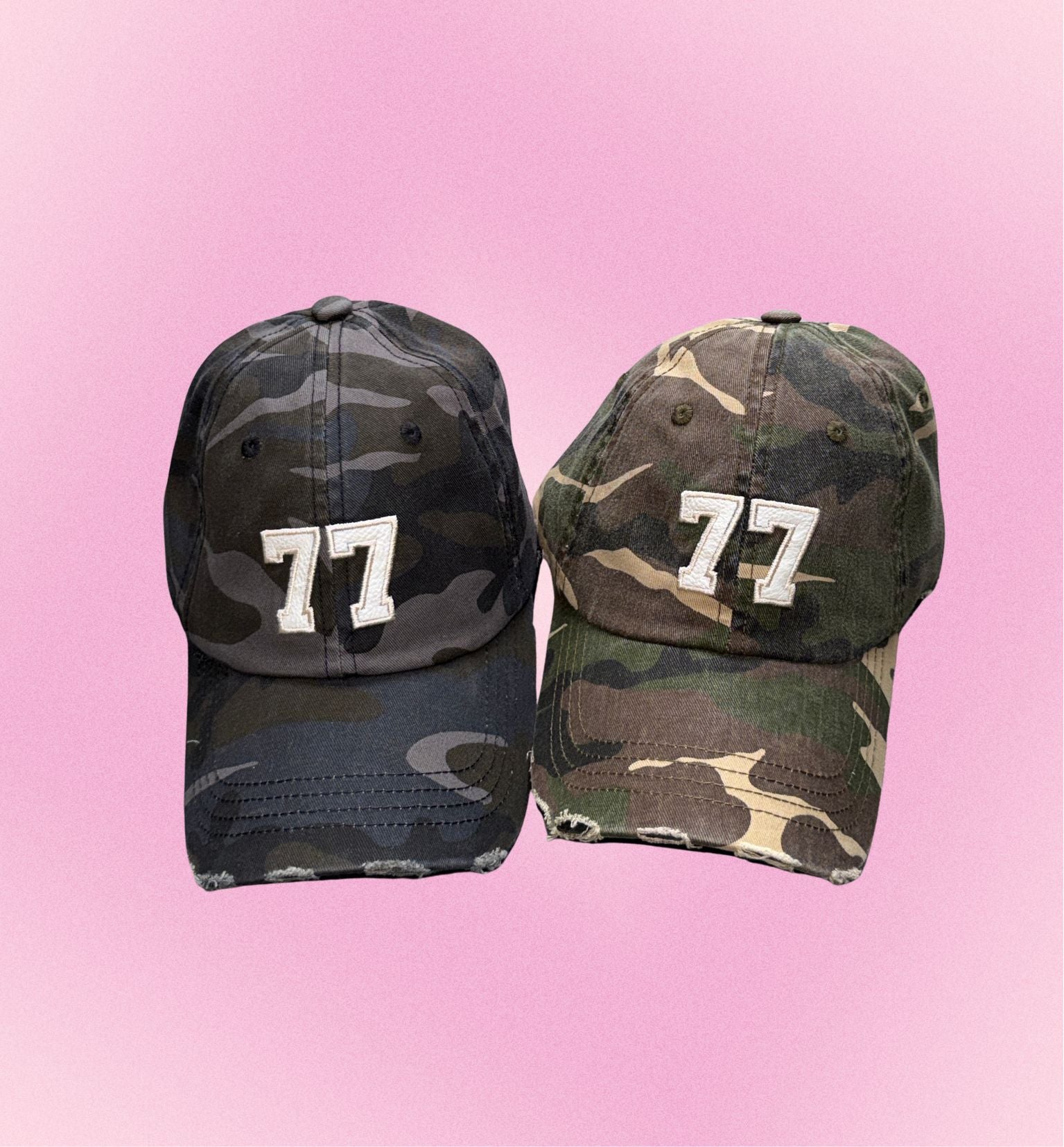 Vintage Camo "77" Number Embroidery Cap