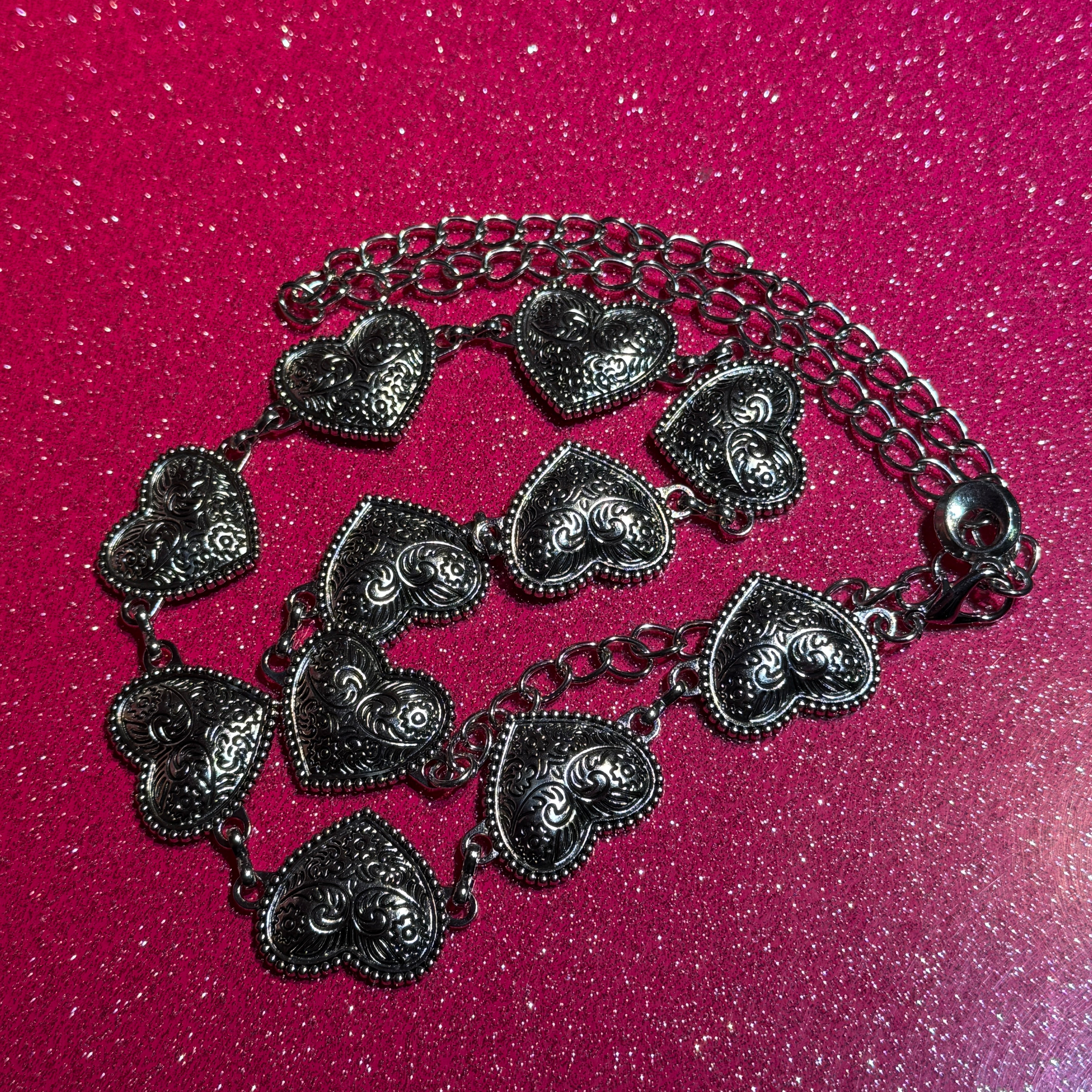 Retro heart belt chain