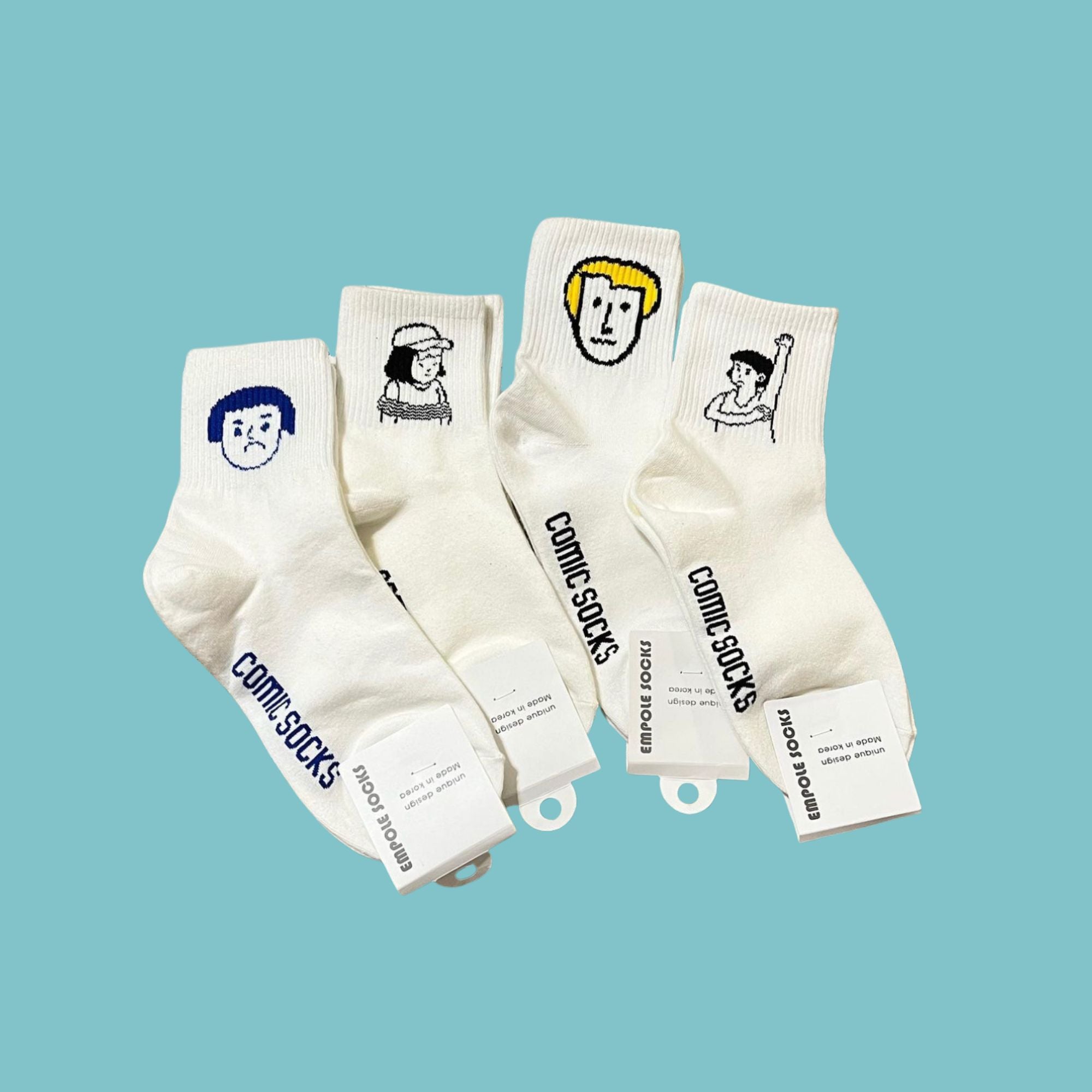BBS Comic Character Graphic Crew Socks
