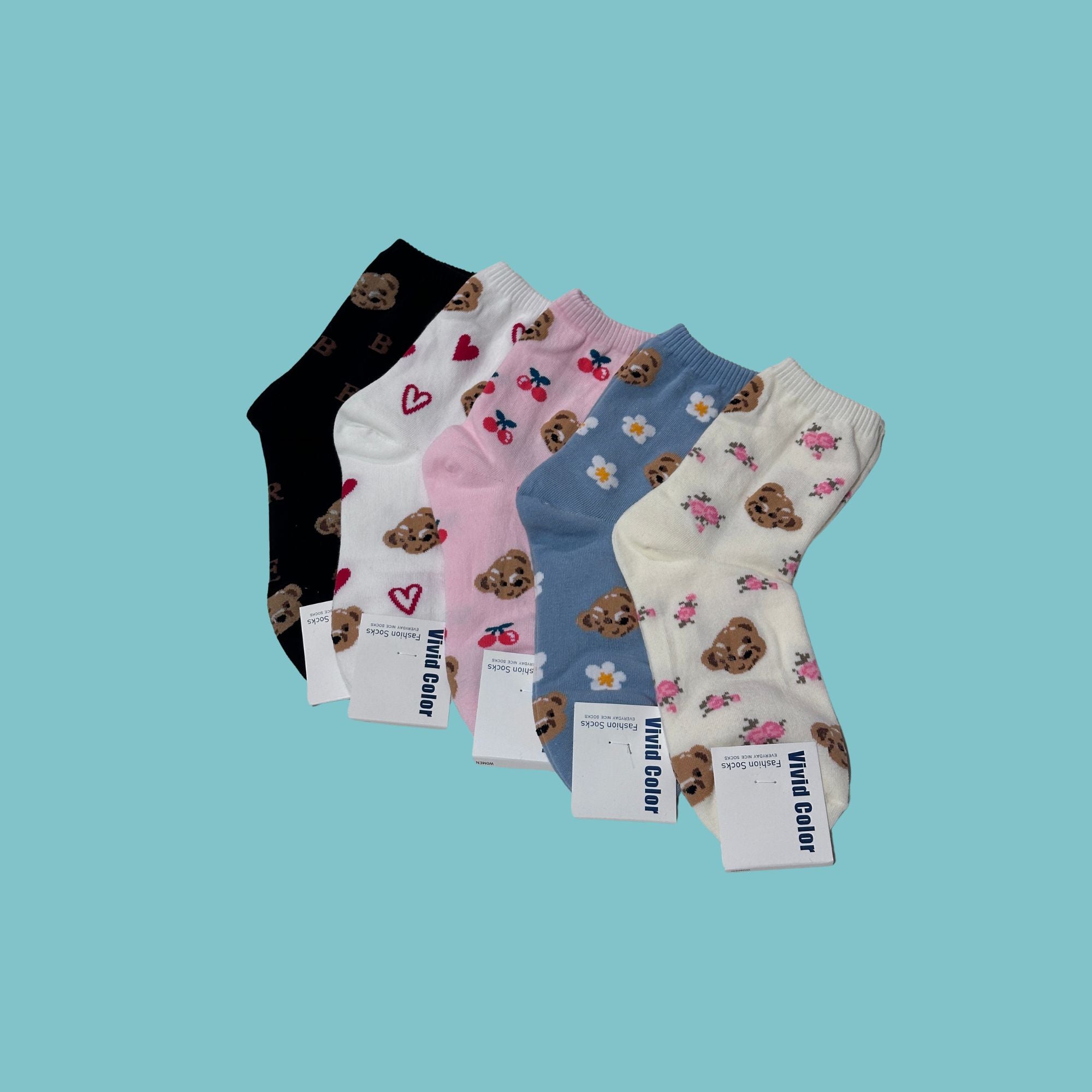 BBS Pattern Bear Quirky Crew Socks