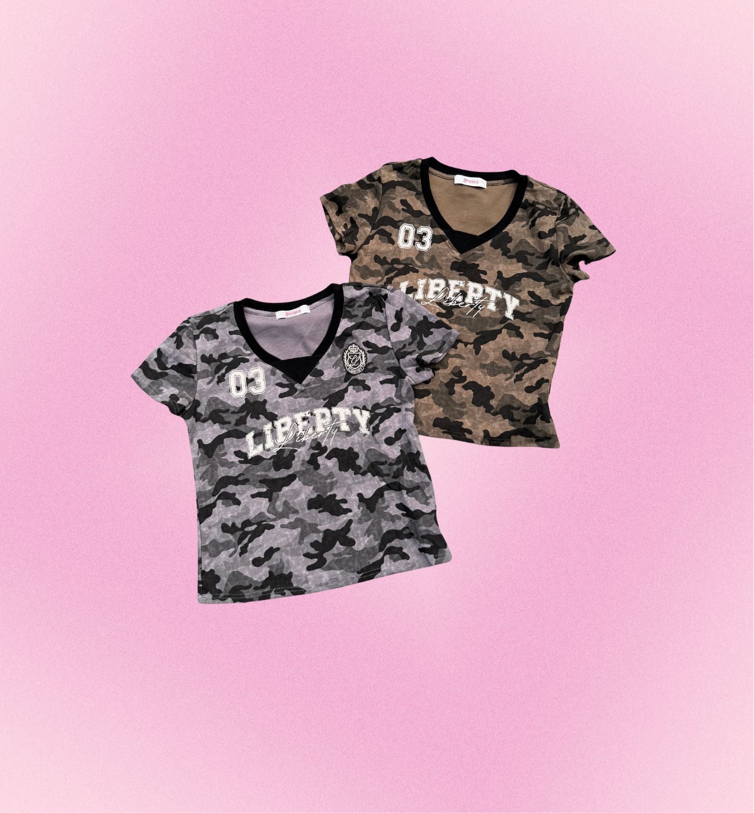 THE JADE Camo Print Cropped Baby Tee