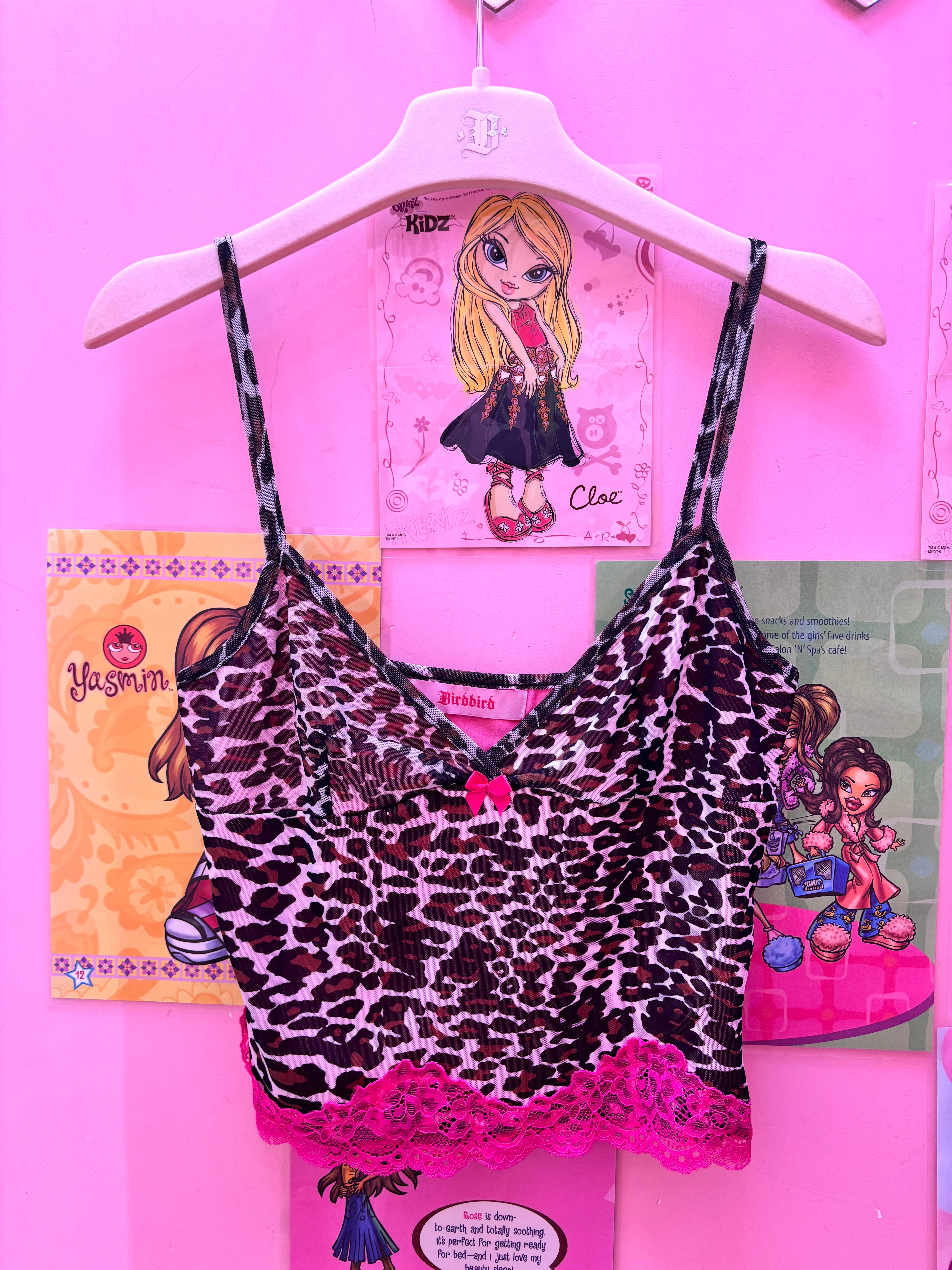 Lace leopard print cami