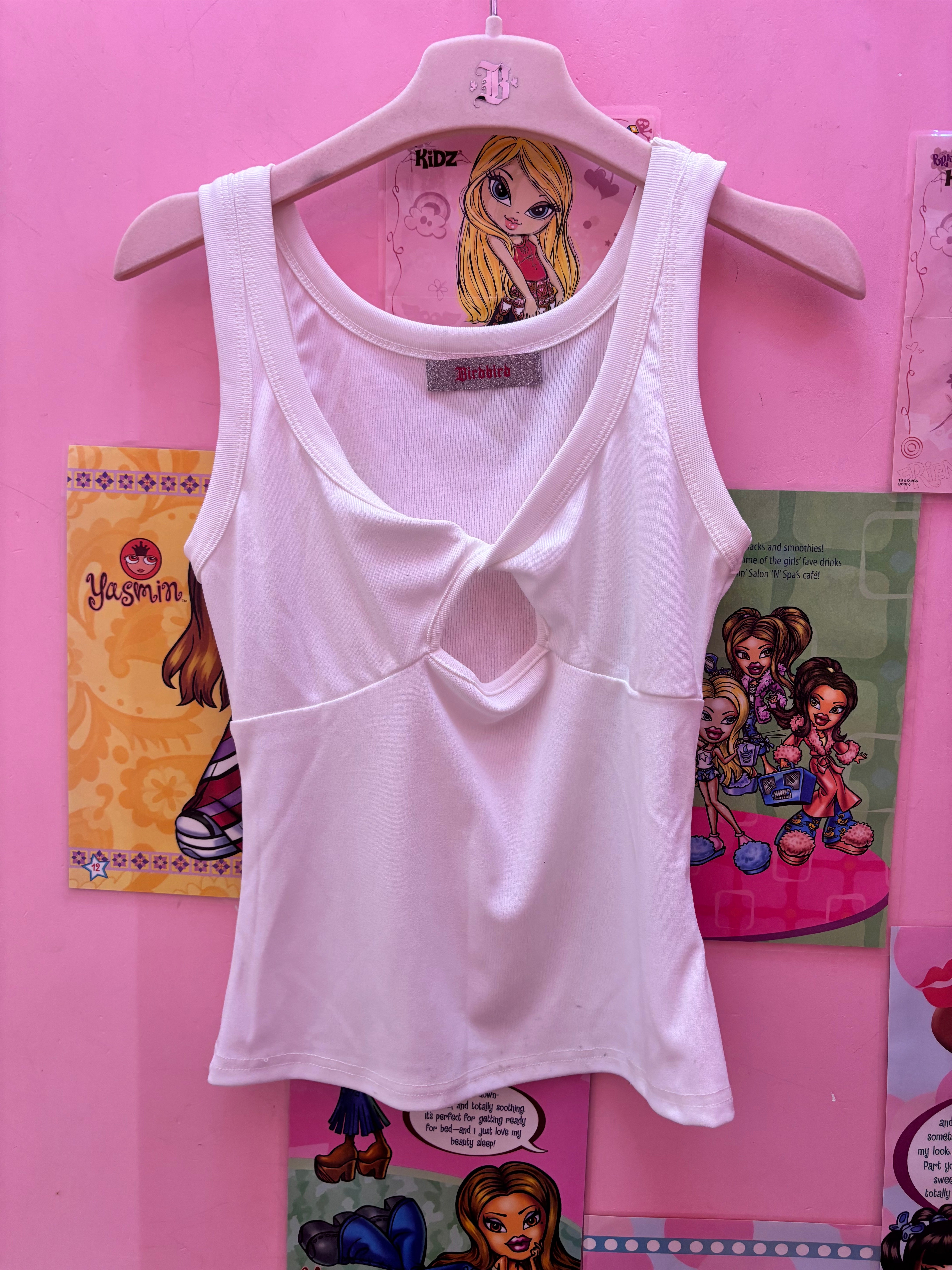 Solid neck cutout tank top