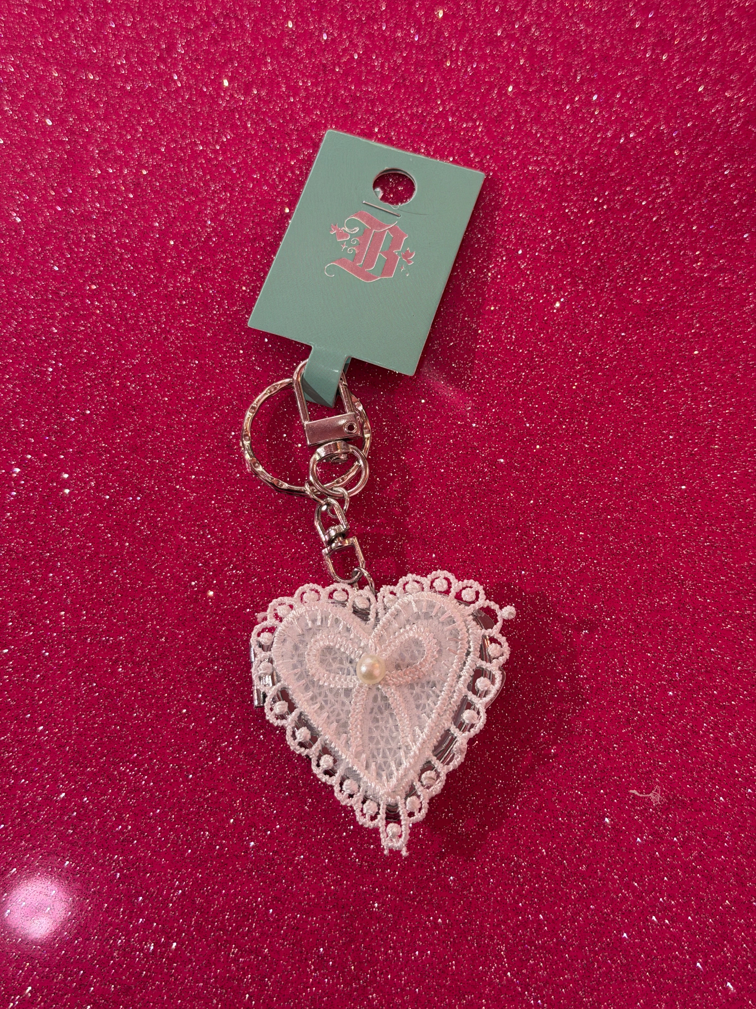 KC162 lace ribbon mirror keychain