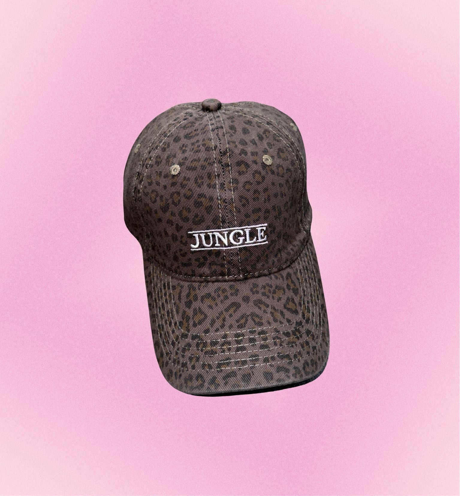 "JUNGLE" Box Logo Minimalist Leopard Print Cap