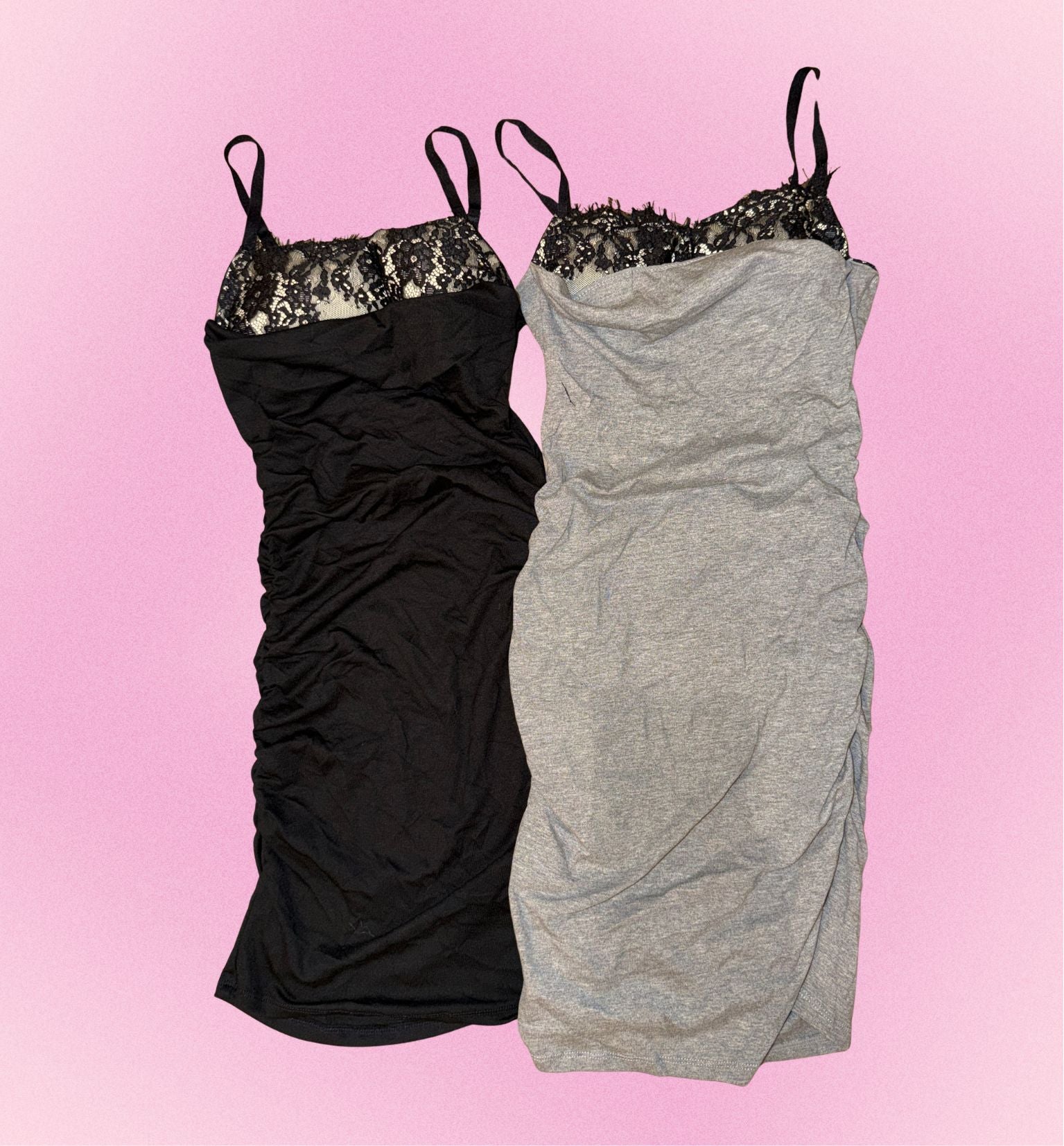 Lace-Trim Padded Ruched Bodycon Dress